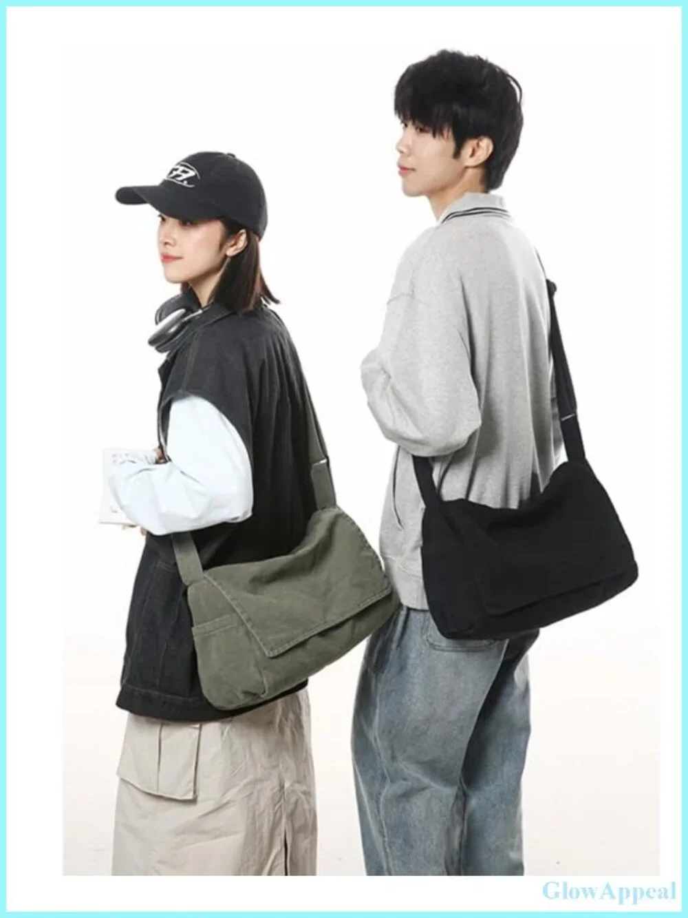 Canvas Satchel Messenger Crossbody Shoulder Bag Casual Sling Adjustable Strap